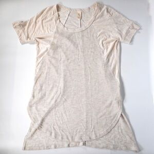 Lazy Sundays Cream Oatmeal Soft Waffle Sz S Tshirt Top Oatmeal Neutral Hi-Lo NEW